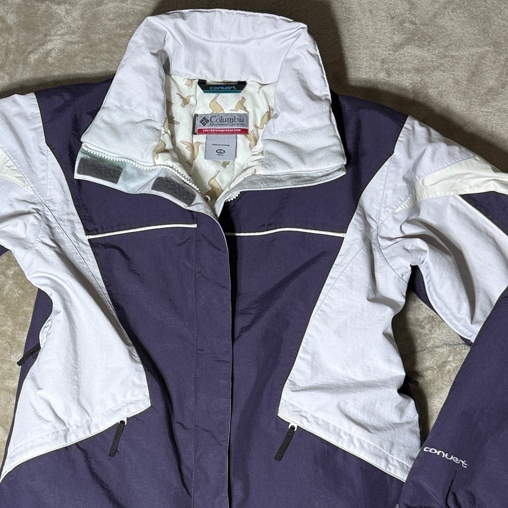 Columbia Convert Kids Purple White Omni-Shield Ski Snowboard Jacket Size 14/16